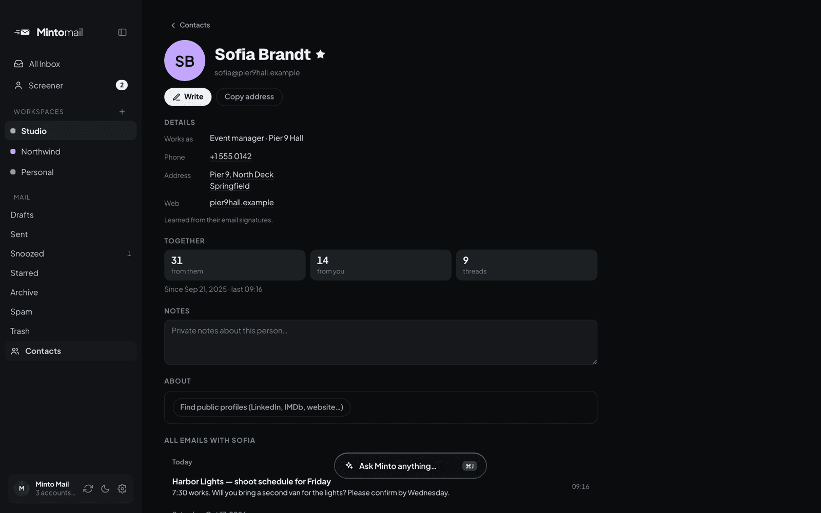 A contact page built from their signatures.